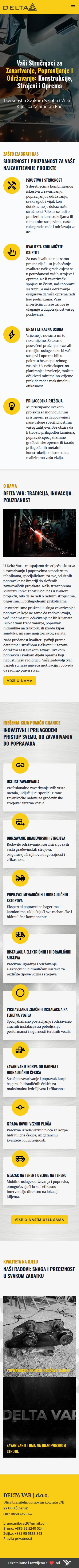 Delta Var website full mobile view