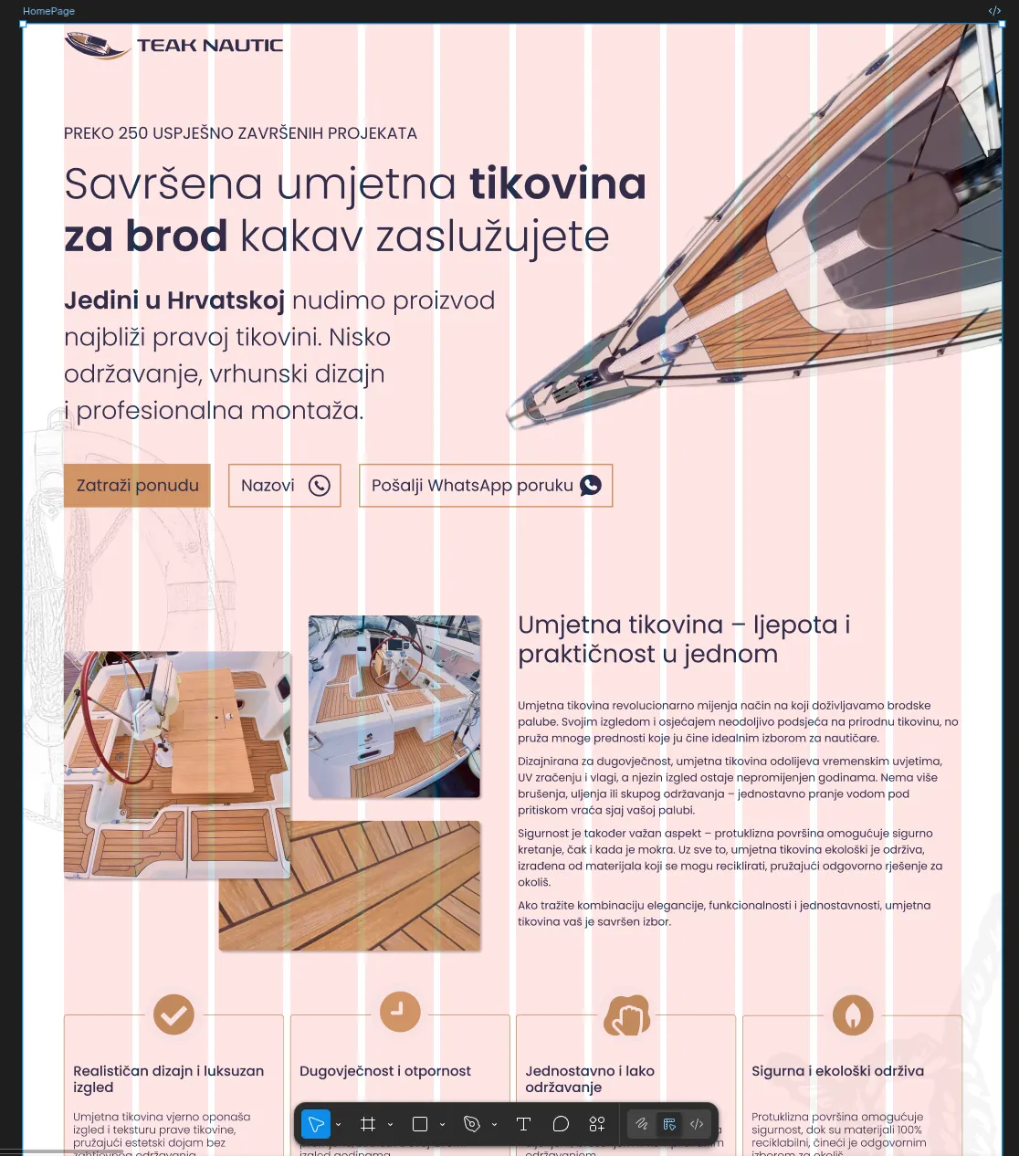 TEAK NAUTIC Figma design mockup