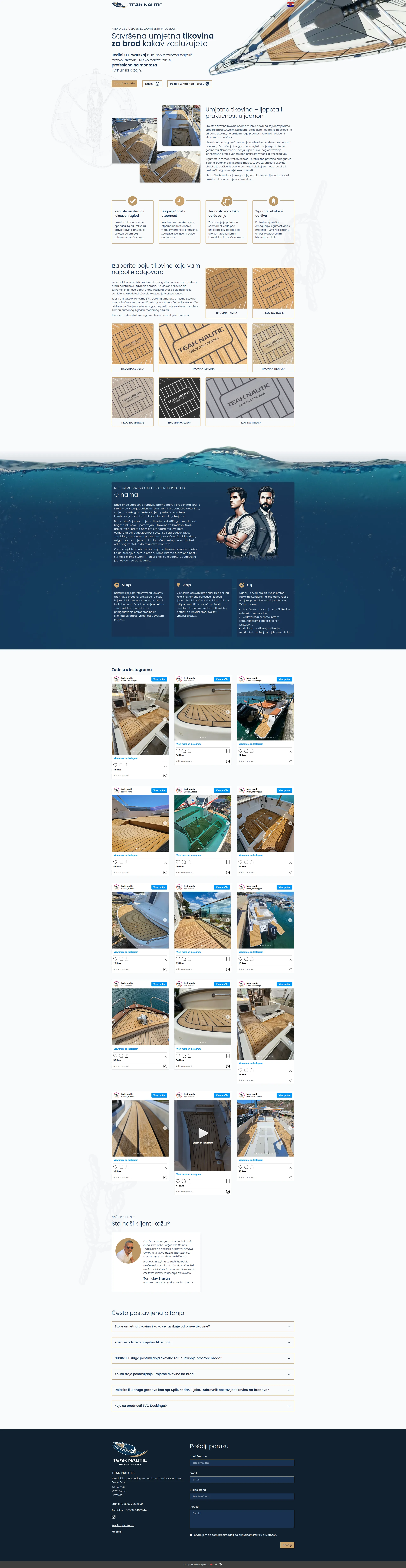 TEAK NAUTIC web stranica desktop prikaz