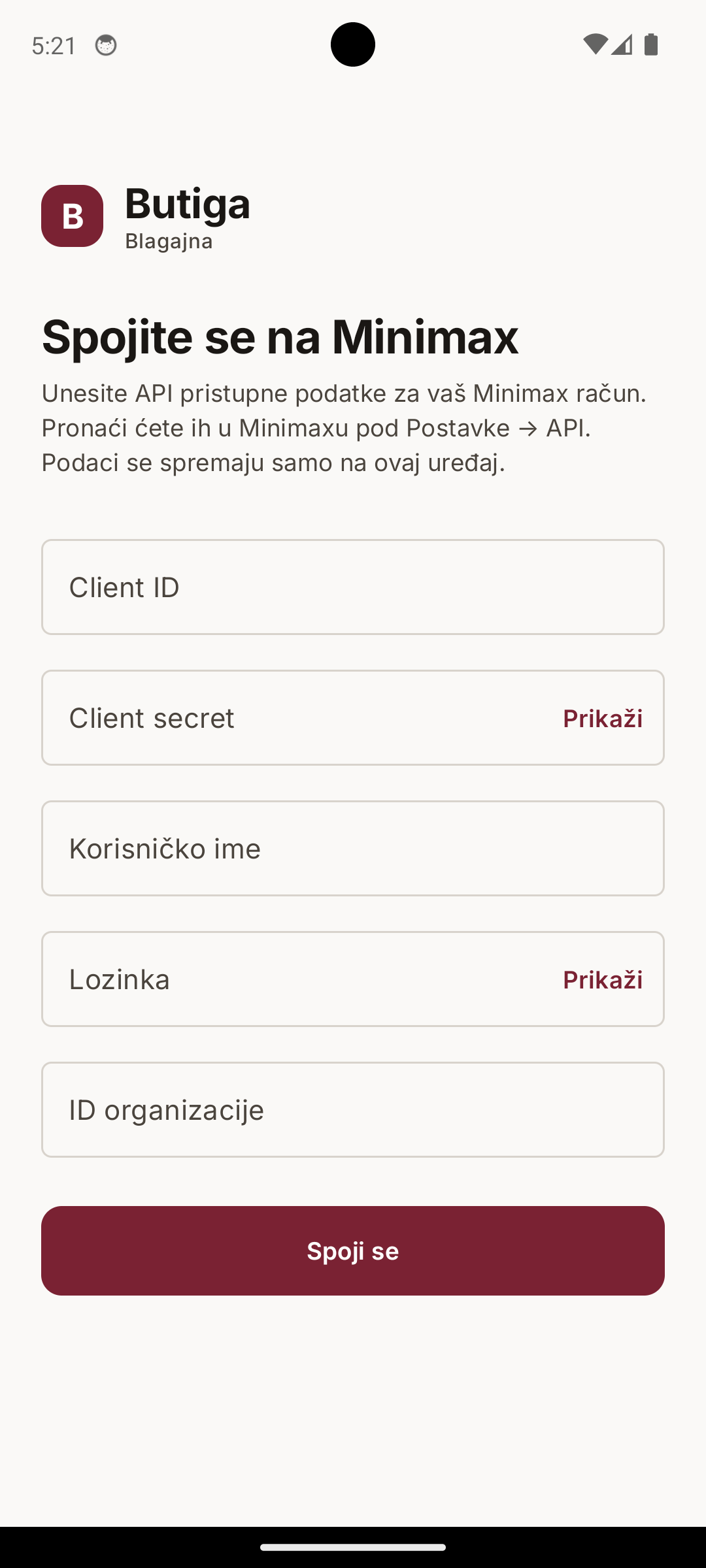 Minimax POS API Povezivanje