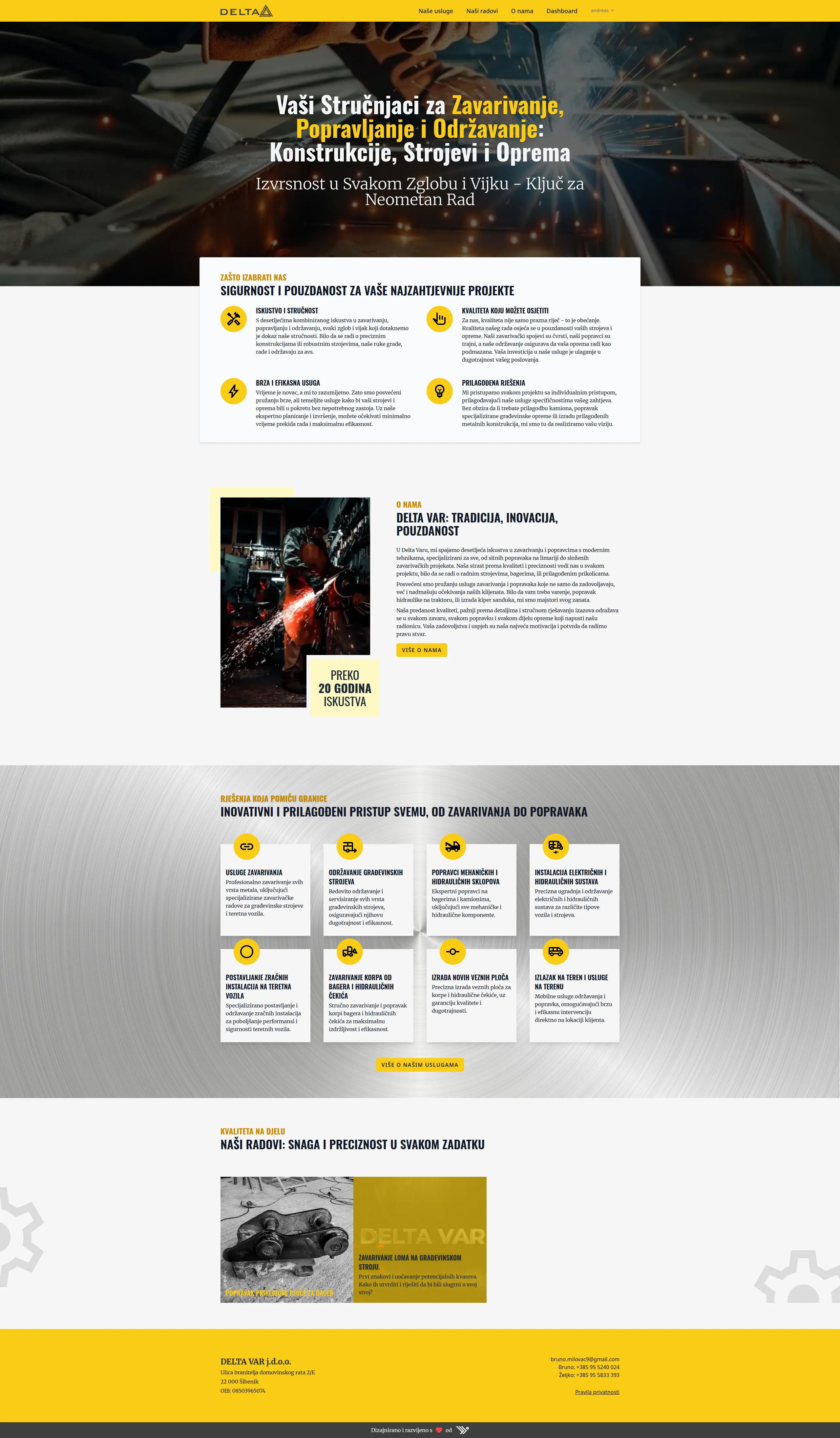 Delta Var website full desktop view