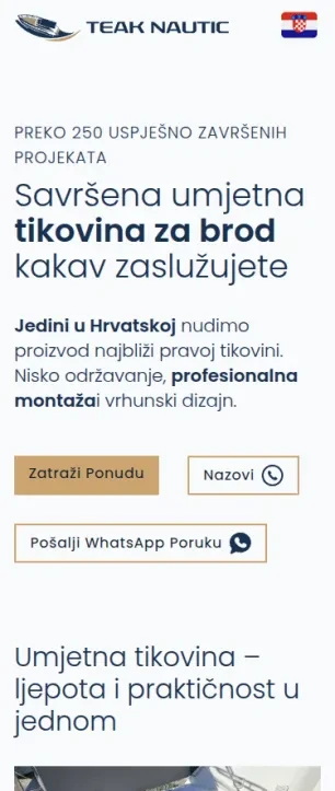 TEAK NAUTIC web stranica — mobile