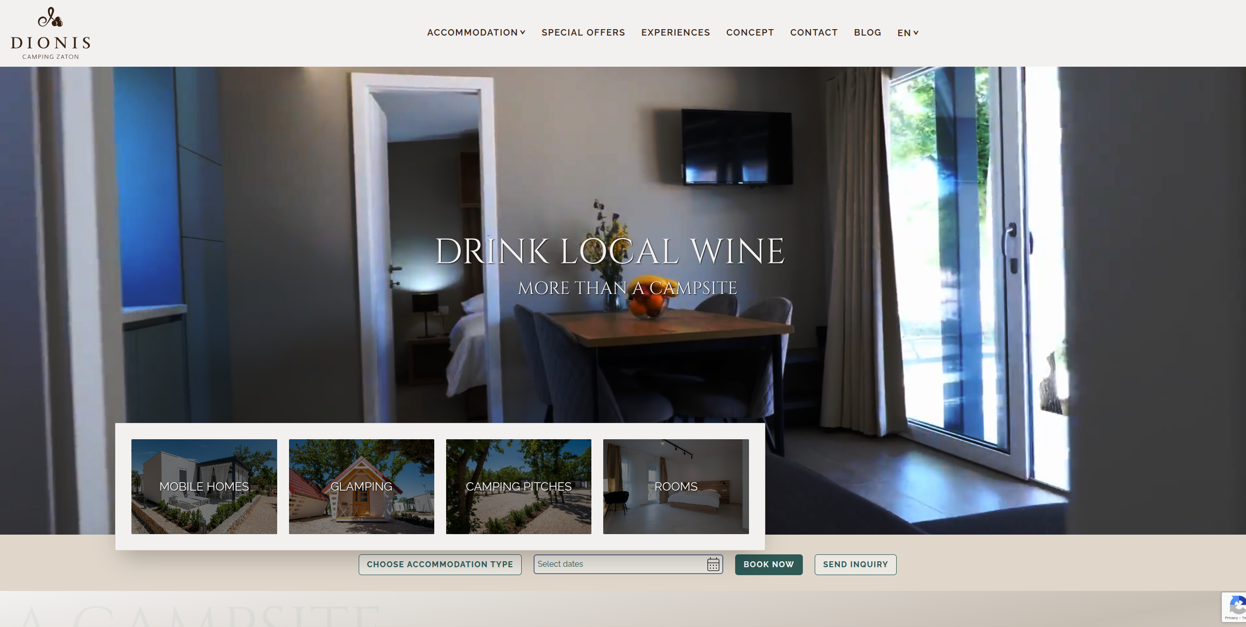 Dionis Camping Zaton web stranica
